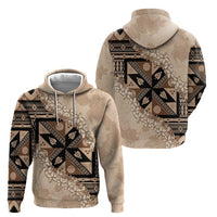 Bula Fiji Plumeria Tagimoucia Salusalu Beige Hoodie Kaiviti Masi - Polynesian Pride