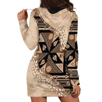 Bula Fiji Plumeria Tagimoucia Salusalu Beige Hoodie Dress Kaiviti Masi LT7 - Polynesian Pride