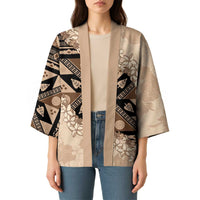 Bula Fiji Plumeria Tagimoucia Salusalu Beige Kimono Kaiviti Masi LT7 - Polynesian Pride