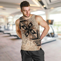 Bula Fiji Plumeria Tagimoucia Salusalu Beige Men Tank Top Kaiviti Masi LT7 Beige - Polynesian Pride