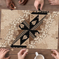 Bula Fiji Plumeria Tagimoucia Salusalu Beige Puzzle Kaiviti Masi - Polynesian Pride