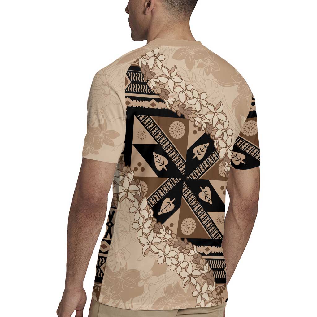 Bula Fiji Plumeria Tagimoucia Salusalu Beige Rugby Jersey Kaiviti Masi - Polynesian Pride