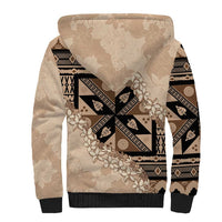 Bula Fiji Plumeria Tagimoucia Salusalu Beige Sherpa Hoodie Kaiviti Masi LT7 - Polynesian Pride