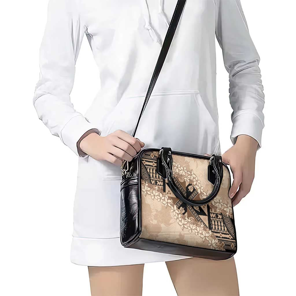 Bula Fiji Plumeria Tagimoucia Salusalu Beige Shoulder Handbag Kaiviti Masi LT7 - Polynesian Pride