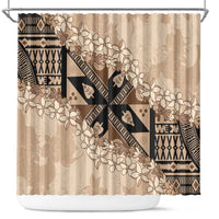 Bula Fiji Plumeria Tagimoucia Salusalu Beige Shower Curtain Kaiviti Masi LT7 Beige - Polynesian Pride