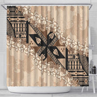 Bula Fiji Plumeria Tagimoucia Salusalu Beige Shower Curtain Kaiviti Masi LT7 - Polynesian Pride