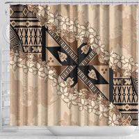 Bula Fiji Plumeria Tagimoucia Salusalu Beige Shower Curtain Kaiviti Masi LT7 - Polynesian Pride