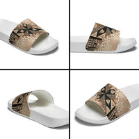 Bula Fiji Plumeria Tagimoucia Salusalu Beige Slide Sandals Kaiviti Masi LT7 - Polynesian Pride