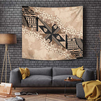 Bula Fiji Plumeria Tagimoucia Salusalu Beige Tapestry Kaiviti Masi LT7 Beige - Polynesian Pride