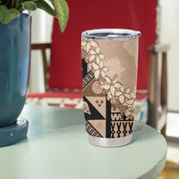 Bula Fiji Plumeria Tagimoucia Salusalu Beige Tumbler Cup Kaiviti Masi - Polynesian Pride