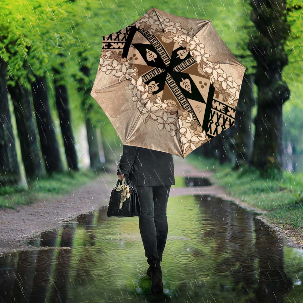Bula Fiji Plumeria Tagimoucia Salusalu Beige Umbrella Kaiviti Masi LT7 - Polynesian Pride
