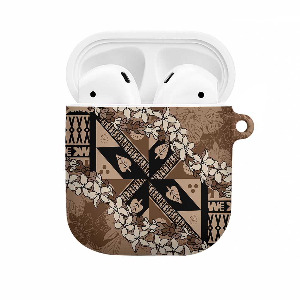 Bula Fiji Plumeria Tagimoucia Salusalu Mocha AirPods Case Kaiviti Masi - Polynesian Pride