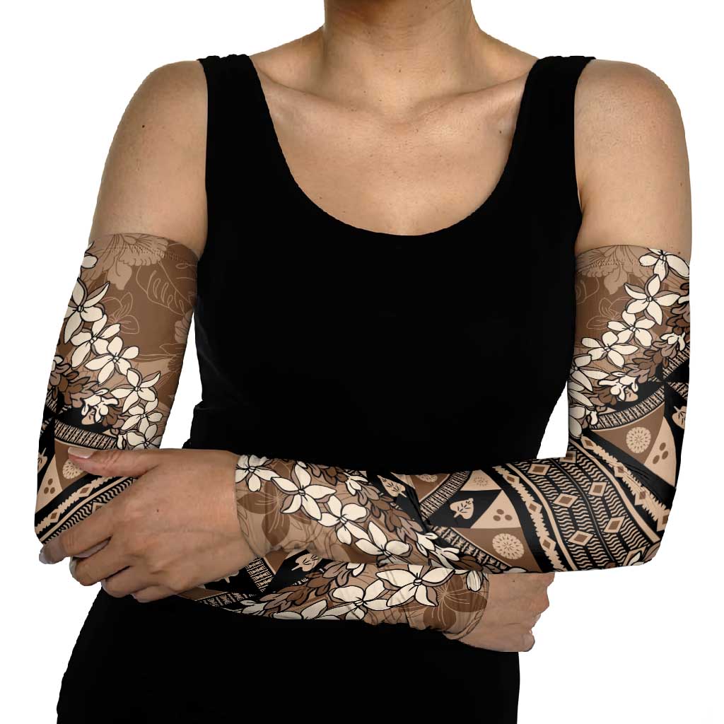 Bula Fiji Plumeria Tagimoucia Salusalu Mocha Arm Sleeves Kaiviti Masi LT7 - Polynesian Pride