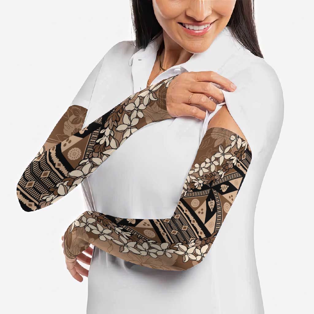 Bula Fiji Plumeria Tagimoucia Salusalu Mocha Arm Sleeves Kaiviti Masi LT7 - Polynesian Pride