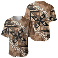 Bula Fiji Plumeria Tagimoucia Salusalu Mocha Baseball Jersey Kaiviti Masi LT7 - Polynesian Pride