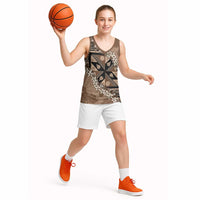 Bula Fiji Plumeria Tagimoucia Salusalu Mocha Basketball Jersey Kaiviti Masi - Polynesian Pride