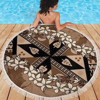 Bula Fiji Plumeria Tagimoucia Salusalu Mocha Beach Blanket Kaiviti Masi LT7 - Polynesian Pride