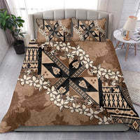 Bula Fiji Plumeria Tagimoucia Salusalu Mocha Bedding Set Kaiviti Masi LT7 - Polynesian Pride