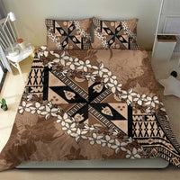 Bula Fiji Plumeria Tagimoucia Salusalu Mocha Bedding Set Kaiviti Masi LT7 - Polynesian Pride