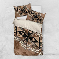 Bula Fiji Plumeria Tagimoucia Salusalu Mocha Bedding Set Kaiviti Masi LT7 US Twin 172cm x 218cm Mocha - Polynesian Pride