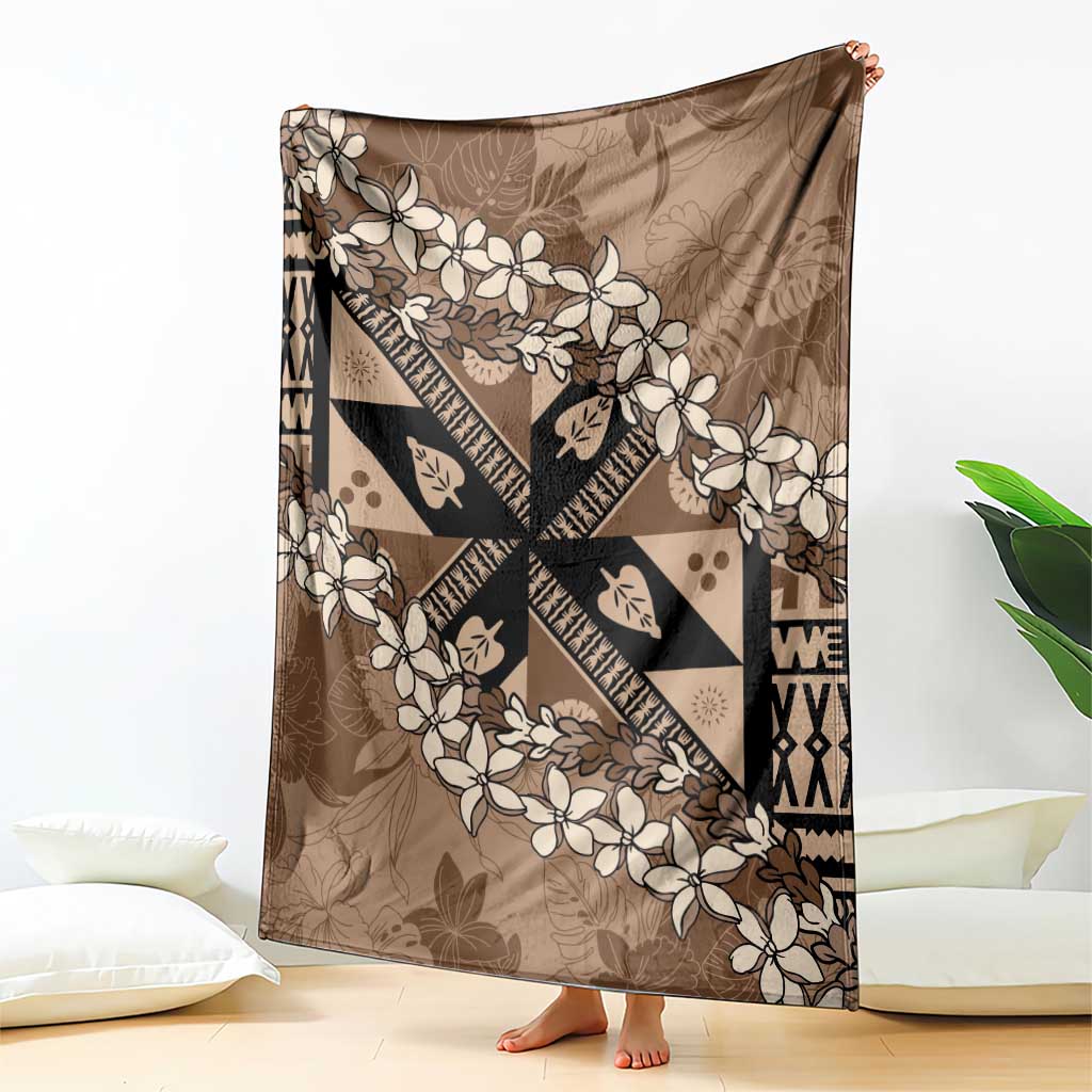 Bula Fiji Plumeria Tagimoucia Salusalu Mocha Blanket Kaiviti Masi LT7 - Polynesian Pride