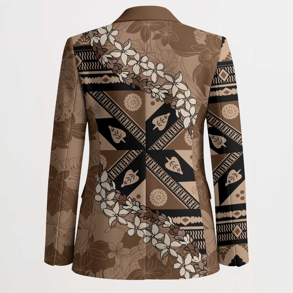 Bula Fiji Plumeria Tagimoucia Salusalu Mocha Blazer Kaiviti Masi LT7 - Polynesian Pride