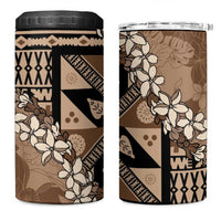 Bula Fiji Plumeria Tagimoucia Salusalu Mocha 4 in 1 Can Cooler Tumbler Kaiviti Masi LT7 One Size: 16 oz Mocha - Polynesian Pride