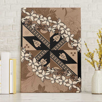 Bula Fiji Plumeria Tagimoucia Salusalu Mocha Canvas Wall Art Kaiviti Masi LT7 Without Frame Mocha - Polynesian Pride