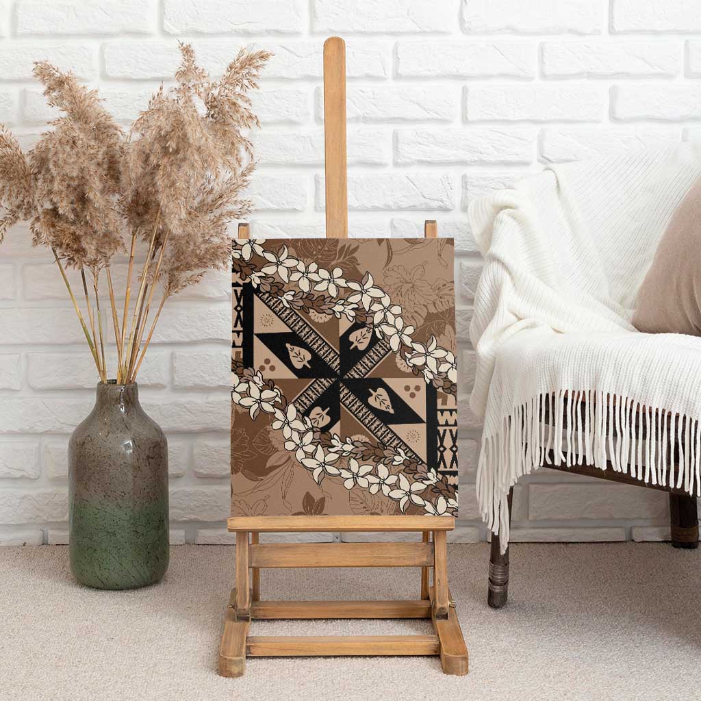 Bula Fiji Plumeria Tagimoucia Salusalu Mocha Canvas Wall Art Kaiviti Masi LT7 - Polynesian Pride