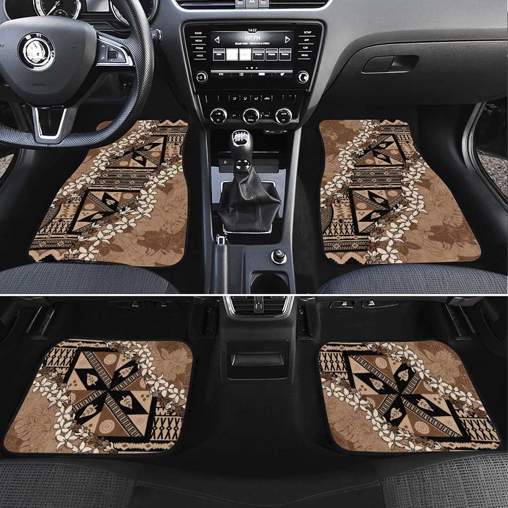 Bula Fiji Plumeria Tagimoucia Salusalu Mocha Car Mats Kaiviti Masi LT7 Set 4pcs Mocha - Polynesian Pride