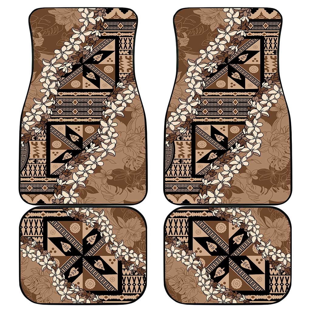 Bula Fiji Plumeria Tagimoucia Salusalu Mocha Car Mats Kaiviti Masi LT7 - Polynesian Pride