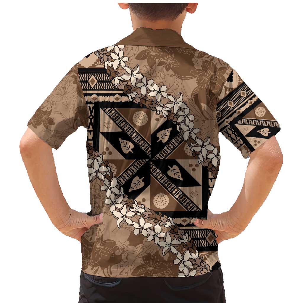 Bula Fiji Plumeria Tagimoucia Salusalu Mocha Family Matching Mermaid Dress and Hawaiian Shirt Kaiviti Masi LT7 - Polynesian Pride