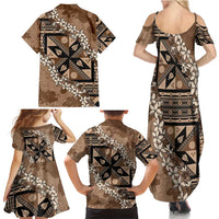 Bula Fiji Plumeria Tagimoucia Salusalu Mocha Family Matching Summer Maxi Dress and Hawaiian Shirt Kaiviti Masi LT7 - Polynesian Pride