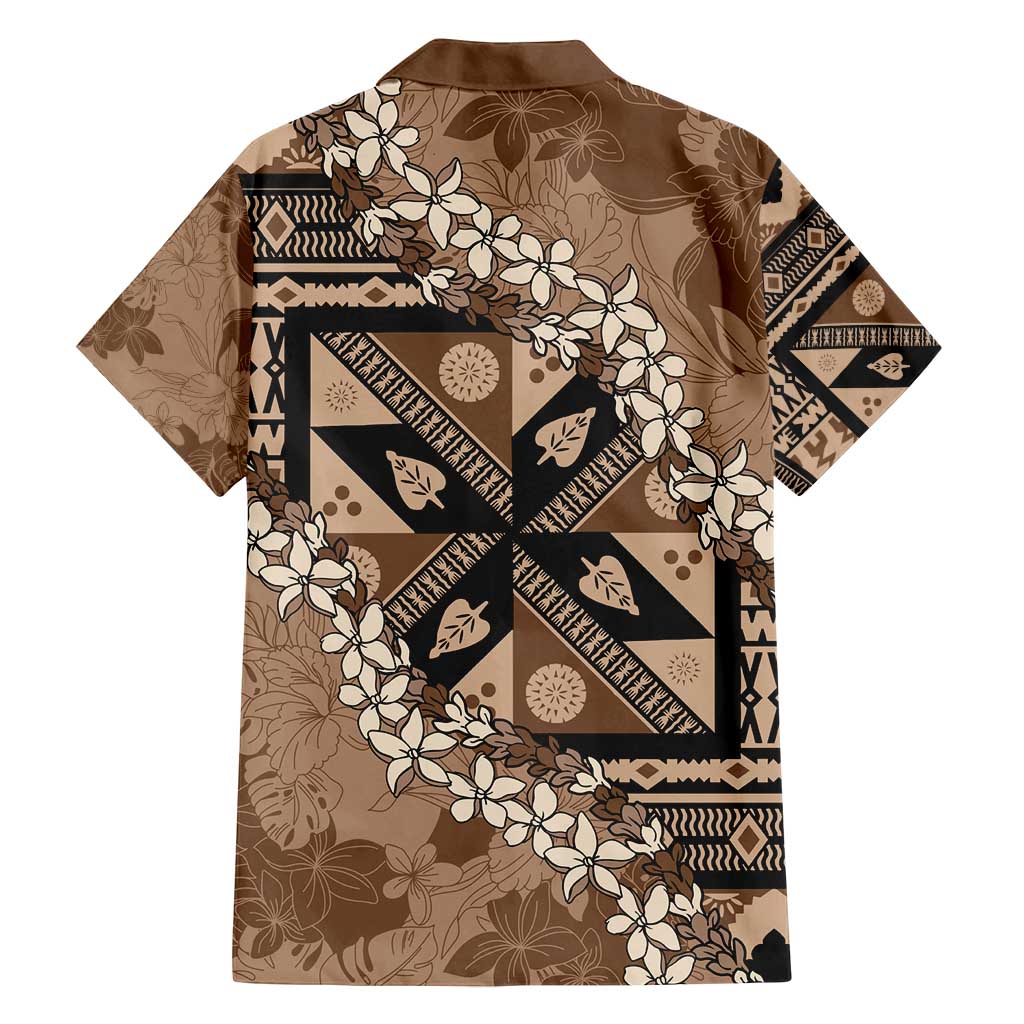 Bula Fiji Plumeria Tagimoucia Salusalu Mocha Family Matching Summer Maxi Dress and Hawaiian Shirt Kaiviti Masi LT7 - Polynesian Pride