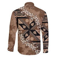 Bula Fiji Plumeria Tagimoucia Salusalu Mocha Family Matching Tank Maxi Dress and Hawaiian Shirt Kaiviti Masi LT7 - Polynesian Pride
