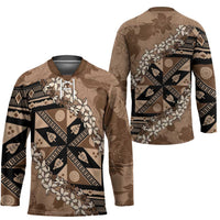 Bula Fiji Plumeria Tagimoucia Salusalu Mocha Hockey Jersey Kaiviti Masi - Polynesian Pride