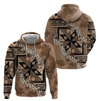 Bula Fiji Plumeria Tagimoucia Salusalu Mocha Hoodie Kaiviti Masi - Polynesian Pride