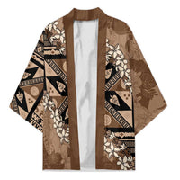 Bula Fiji Plumeria Tagimoucia Salusalu Mocha Kimono Kaiviti Masi - Polynesian Pride