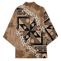 Bula Fiji Plumeria Tagimoucia Salusalu Mocha Kimono Kaiviti Masi - Polynesian Pride