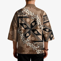 Bula Fiji Plumeria Tagimoucia Salusalu Mocha Kimono Kaiviti Masi - Polynesian Pride