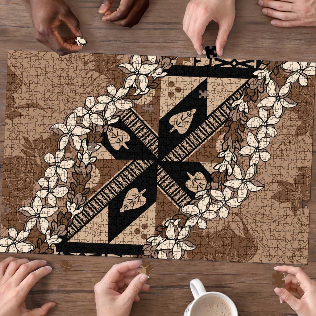 Bula Fiji Plumeria Tagimoucia Salusalu Mocha Puzzle Kaiviti Masi LT7 - Polynesian Pride
