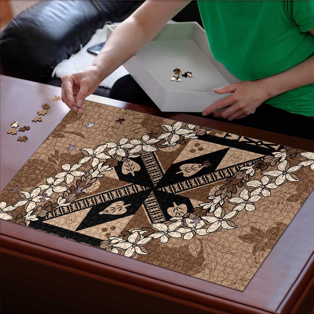 Bula Fiji Plumeria Tagimoucia Salusalu Mocha Puzzle Kaiviti Masi LT7 - Polynesian Pride