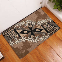 Bula Fiji Plumeria Tagimoucia Salusalu Mocha Rubber Doormat Kaiviti Masi LT7 - Polynesian Pride