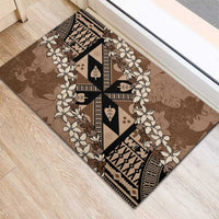 Bula Fiji Plumeria Tagimoucia Salusalu Mocha Rubber Doormat Kaiviti Masi LT7 - Polynesian Pride