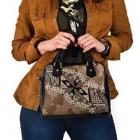 Bula Fiji Plumeria Tagimoucia Salusalu Mocha Shoulder Handbag Kaiviti Masi LT7 - Polynesian Pride