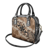 Bula Fiji Plumeria Tagimoucia Salusalu Mocha Shoulder Handbag Kaiviti Masi LT7 - Polynesian Pride