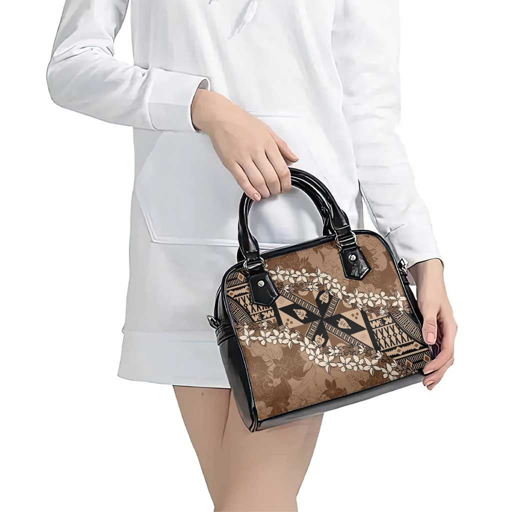 Bula Fiji Plumeria Tagimoucia Salusalu Mocha Shoulder Handbag Kaiviti Masi LT7 - Polynesian Pride