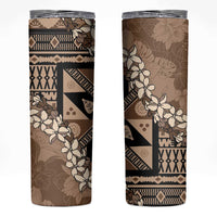 Bula Fiji Plumeria Tagimoucia Salusalu Mocha Skinny Tumbler Kaiviti Masi - Polynesian Pride