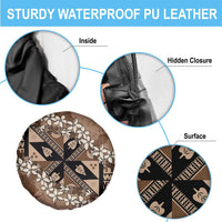Bula Fiji Plumeria Tagimoucia Salusalu Mocha Spare Tire Cover Kaiviti Masi - Polynesian Pride
