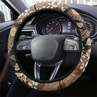 Bula Fiji Plumeria Tagimoucia Salusalu Mocha Steering Wheel Cover Kaiviti Masi LT7 - Polynesian Pride